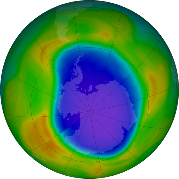 Antarctic ozone map for 27 October 2023